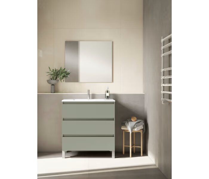 Mueble de baño fondo reducido 39.5 cm Viso Bath Box 3 cajones, con patas - BricoandPool