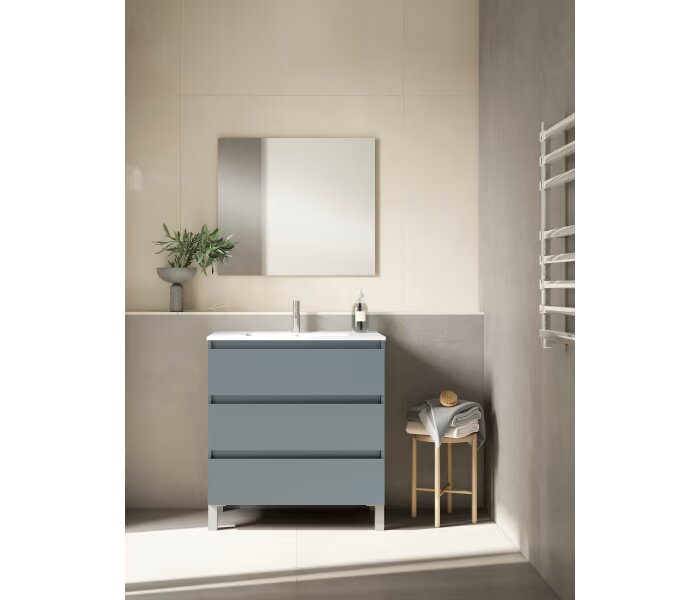 Mueble de baño fondo reducido 39.5 cm Viso Bath Box 3 cajones, con patas - BricoandPool