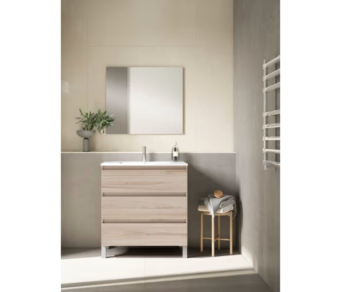 Mueble de baño fondo reducido 39.5 cm Viso Bath Box 3 cajones, con patas - BricoandPool