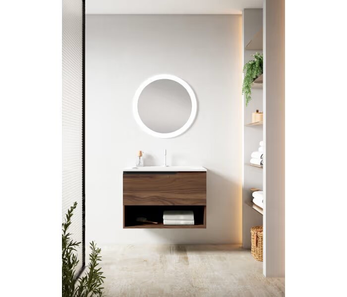 Mueble de baño Viso Bath Eleven 1 cajón y 1 hueco inferior suspendido con lavabo Flat de cerámica - BricoandPool