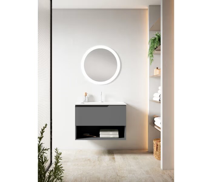 Mueble de baño Viso Bath Eleven 1 cajón y 1 hueco inferior suspendido con lavabo Flat de cerámica - BricoandPool