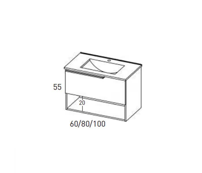 Mueble de baño Viso Bath Eleven 1 cajón y un hueco inferior, suspendido - BricoandPool