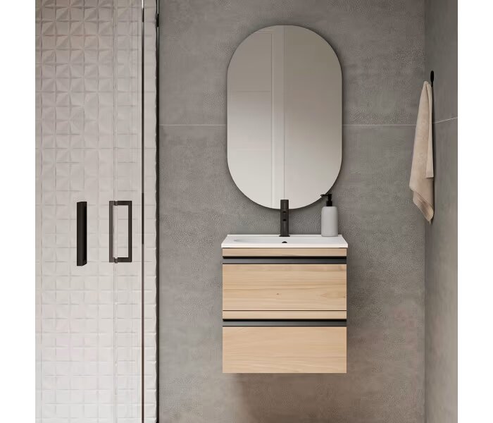 Mueble de baño Viso Bath Lagos 50 cm, 2 cajones, suspendido con lavabo cerámico - BricoandPool