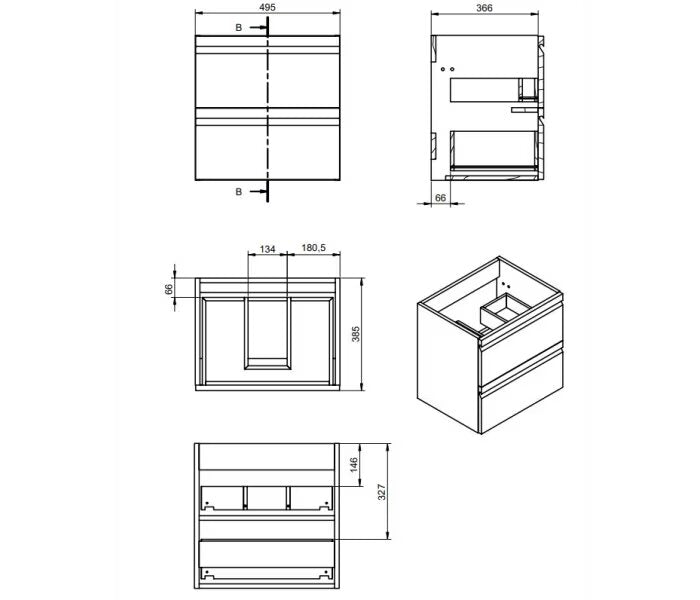 Mueble de baño Viso Bath Lagos 50 cm, 2 cajones, suspendido con lavabo cerámico - BricoandPool