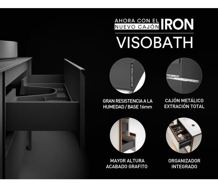 Mueble de baño Visobath Icon 100 cm, 2 cajones y 1 puerta - BricoandPool