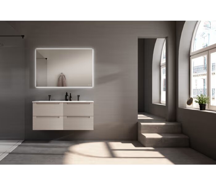 Mueble de baño Visobath Kyoto 120 cm doble lavabo (2 módulos de 60 cm) 4 cajones, suspendido - BricoandPool