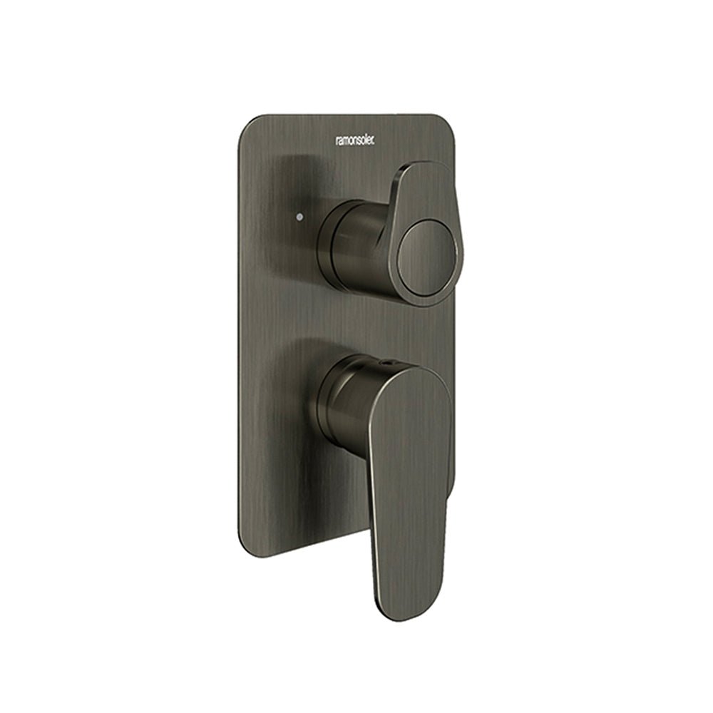 Ramon Soler - Alexia, monomando de baño - ducha empotrado 2 vías con placa metálica, grafito - BricoandPool