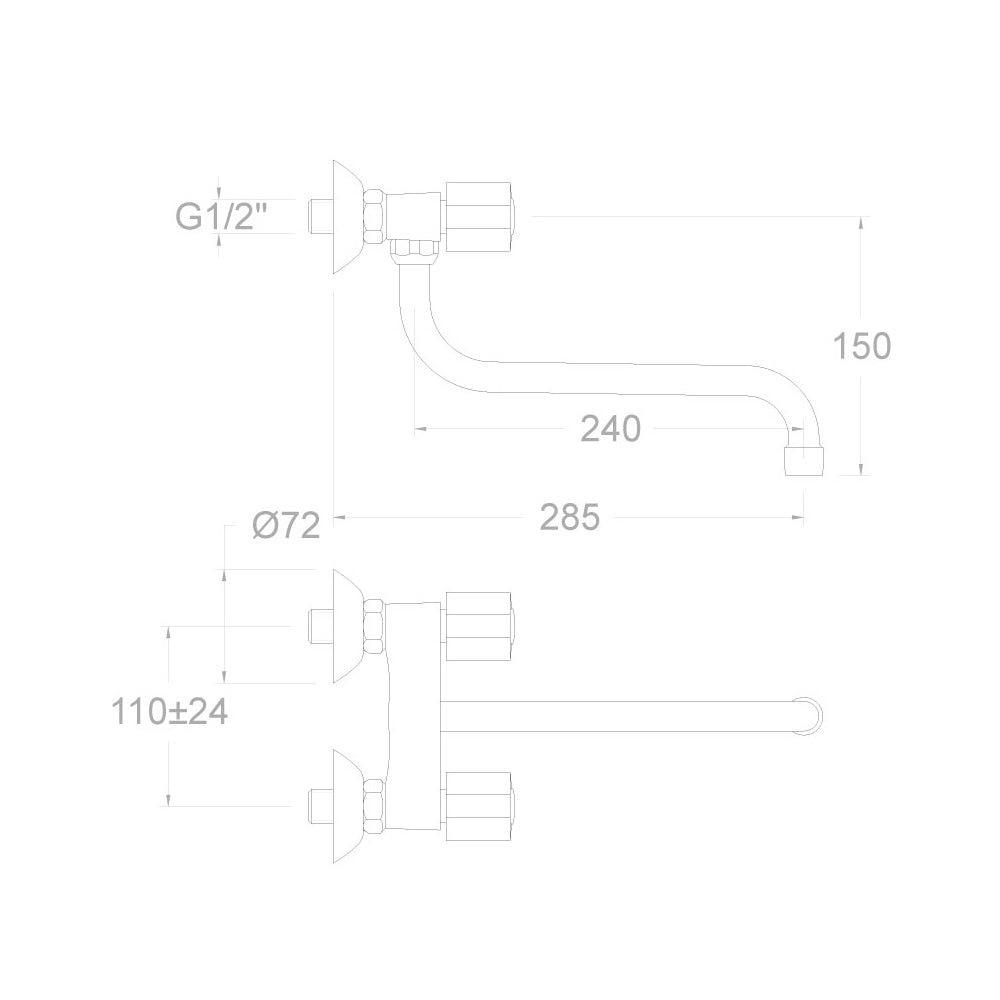 Ramon Soler - Grifo bimando de fregadero mural Eco caño giratorio cromo - BricoandPool
