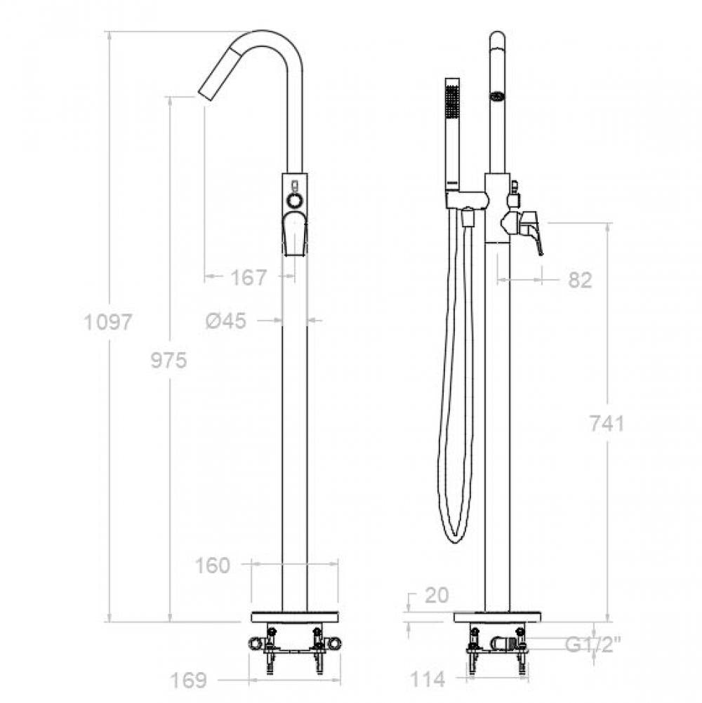 Ramon Soler - Grifo de bañera monomando Urban Chic con equipo de ducha cromo - BricoandPool
