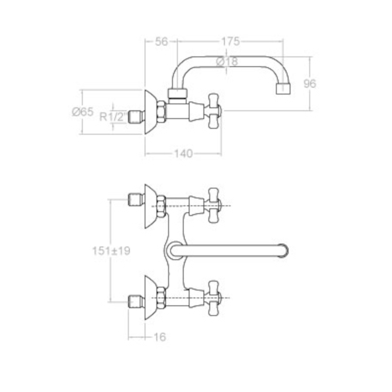 Ramon Soler - Grifo de cocina bimando Gaudí con caño giratorio altura L cromo - BricoandPool