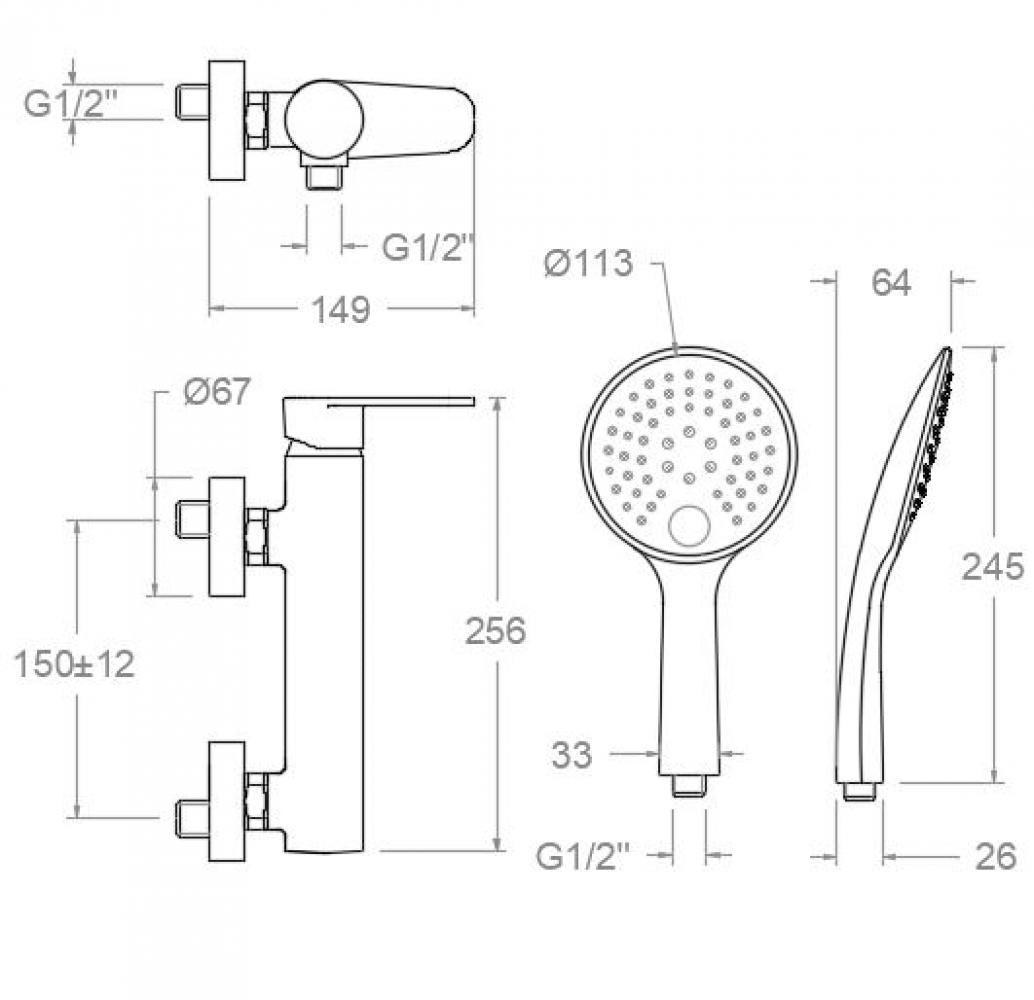 Ramon Soler - Grifo de ducha monomando Alexia con equipo de ducha cromo - BricoandPool