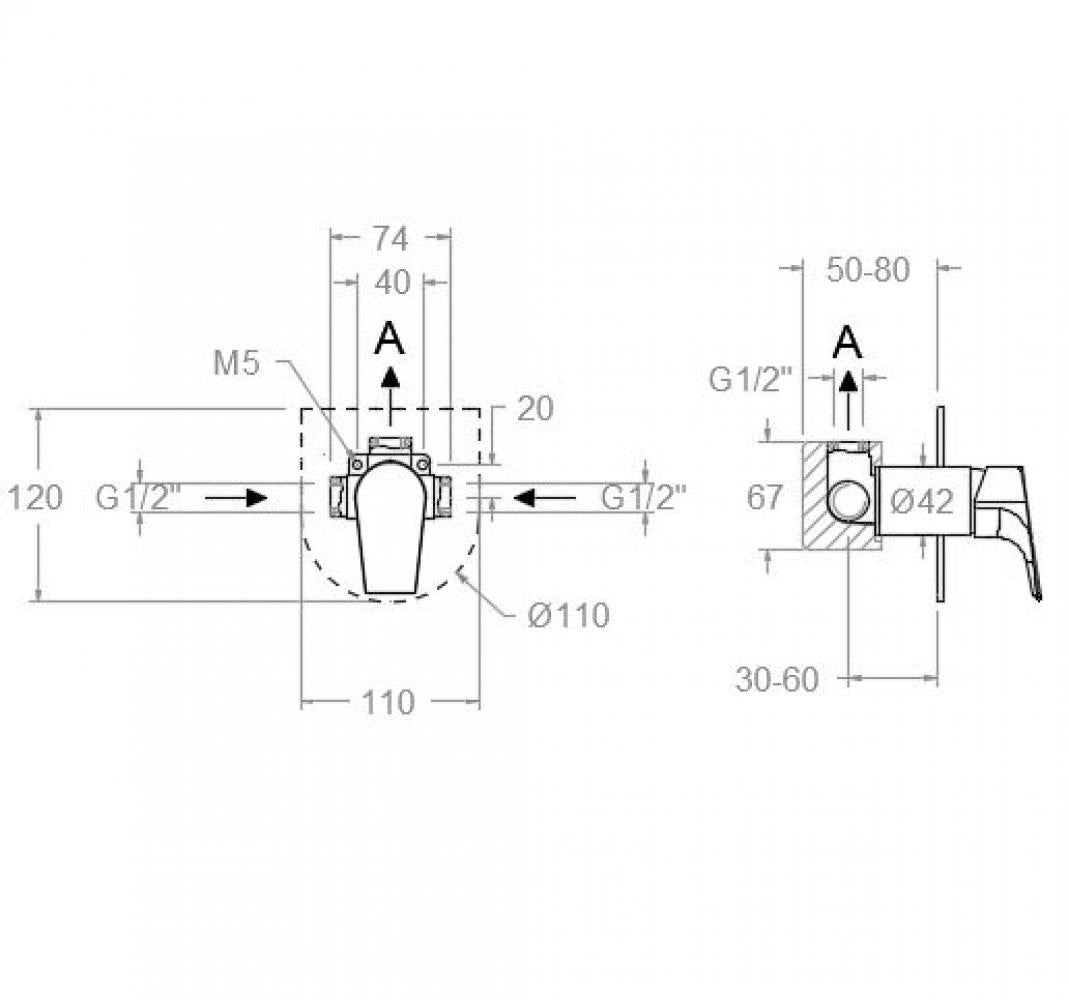 Ramon Soler - Grifo monomando de ducha empotrado 1 vía Urban Chic placa metálica ultraslim S2 níquel cepillado - BricoandPool