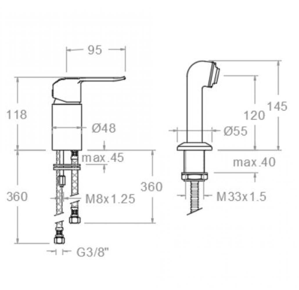 Ramon Soler - Grifo para peluquería monomando Ypsilon Plus con equipo de ducha cromo - BricoandPool