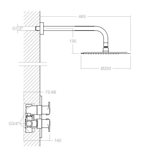 Ramon Soler - Grifo termostático empotrado 1 vía Alexia oro cepillado - BricoandPool