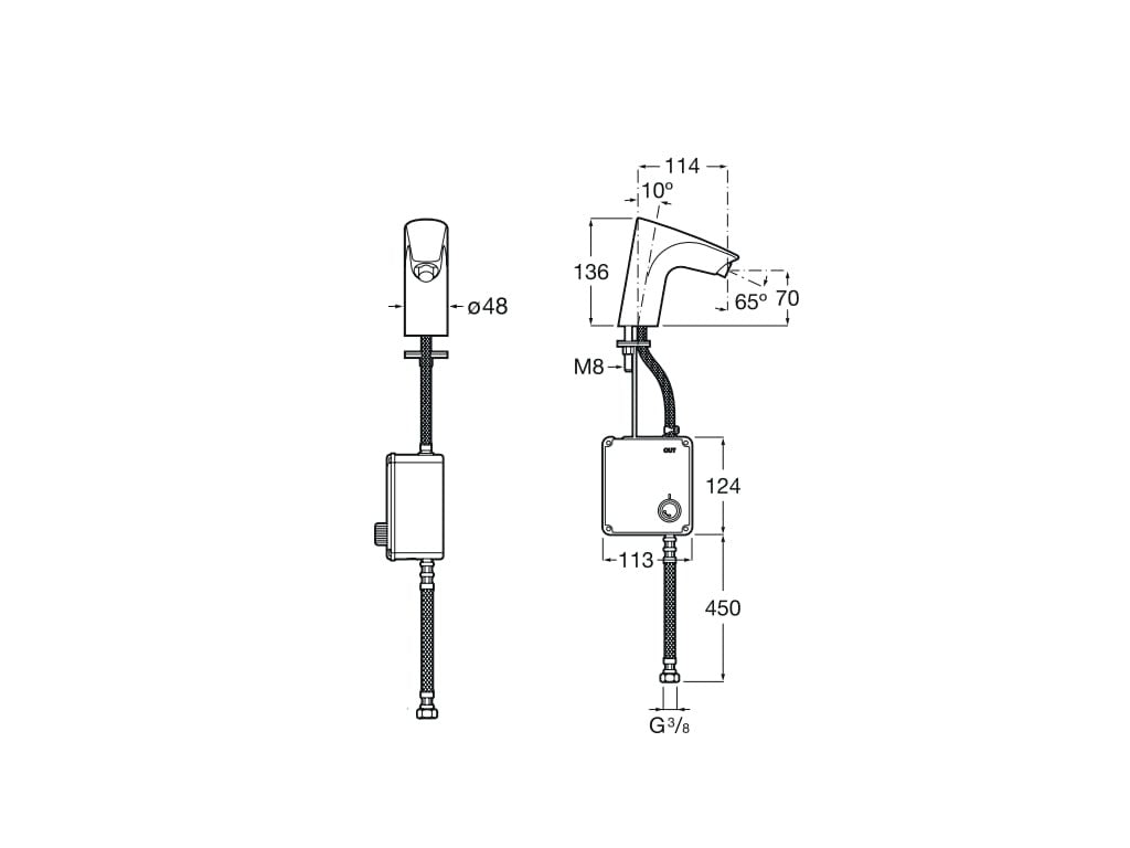 Roca - Atlas - E - Grifería electrónica para lavabo (un agua) con sensor integrado en el caño. Atlas A5A5690C00 - BricoandPool