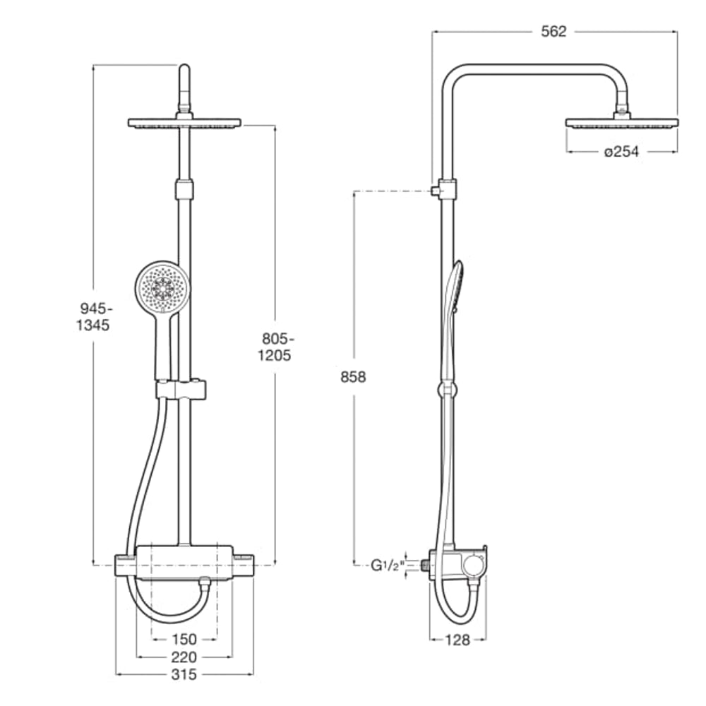 Roca - Columna de ducha termostática Deck - T Round A5A9788C00 - BricoandPool