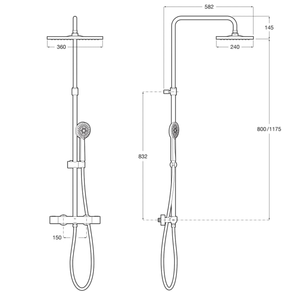 Roca - Columna de ducha termostática Even - T Square A5A202EC00 - BricoandPool