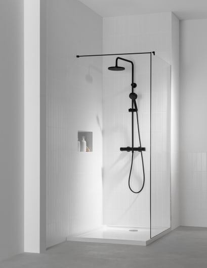 Roca - Columna de ducha Victoria termostática basic negro mate A5A9F18NB0 - BricoandPool