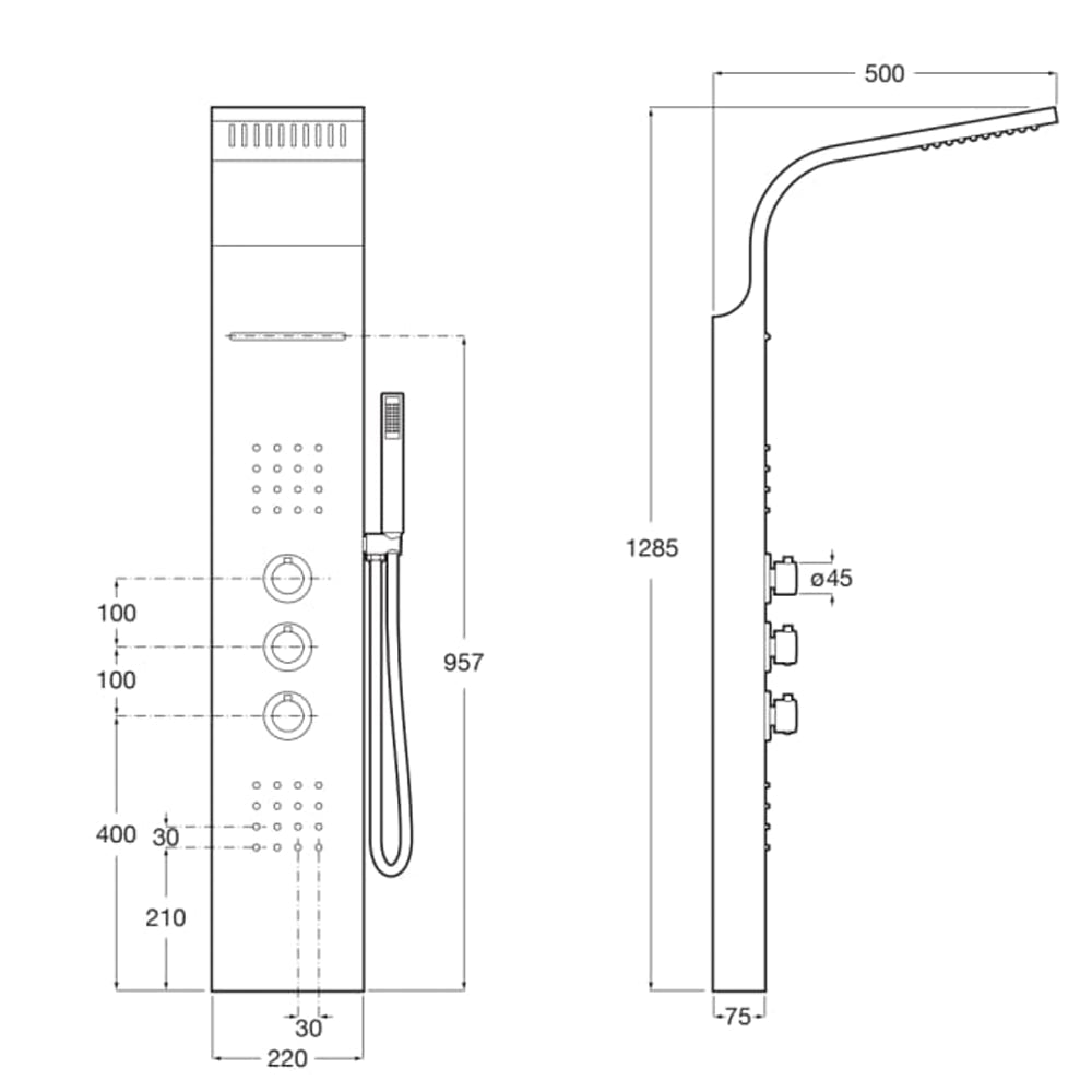 Roca - Columna Hidromasaje Termostática Evolution A5A9B8BC00 - BricoandPool