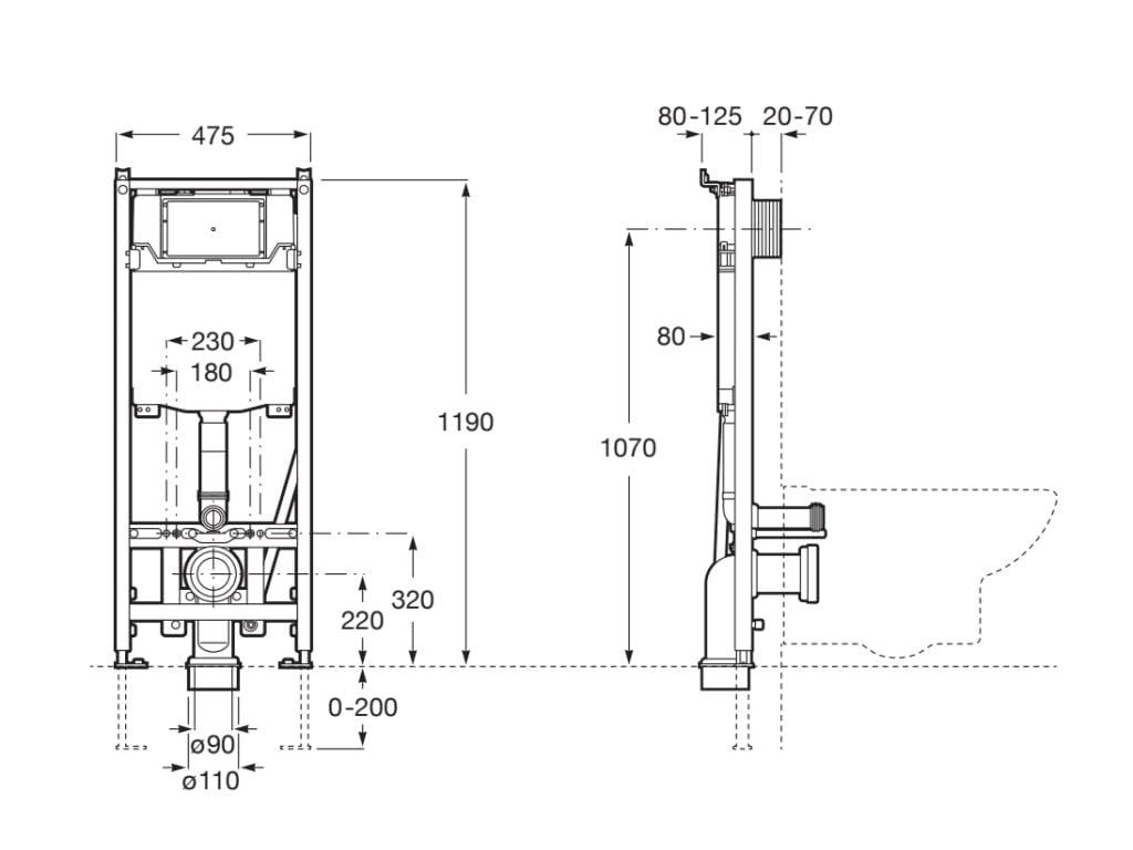 Roca - DUPLO WC ONE SMART - Bastidor empotrable con cisterna de doble descarga y flexo de alimentación para Smart A890078020 - BricoandPool
