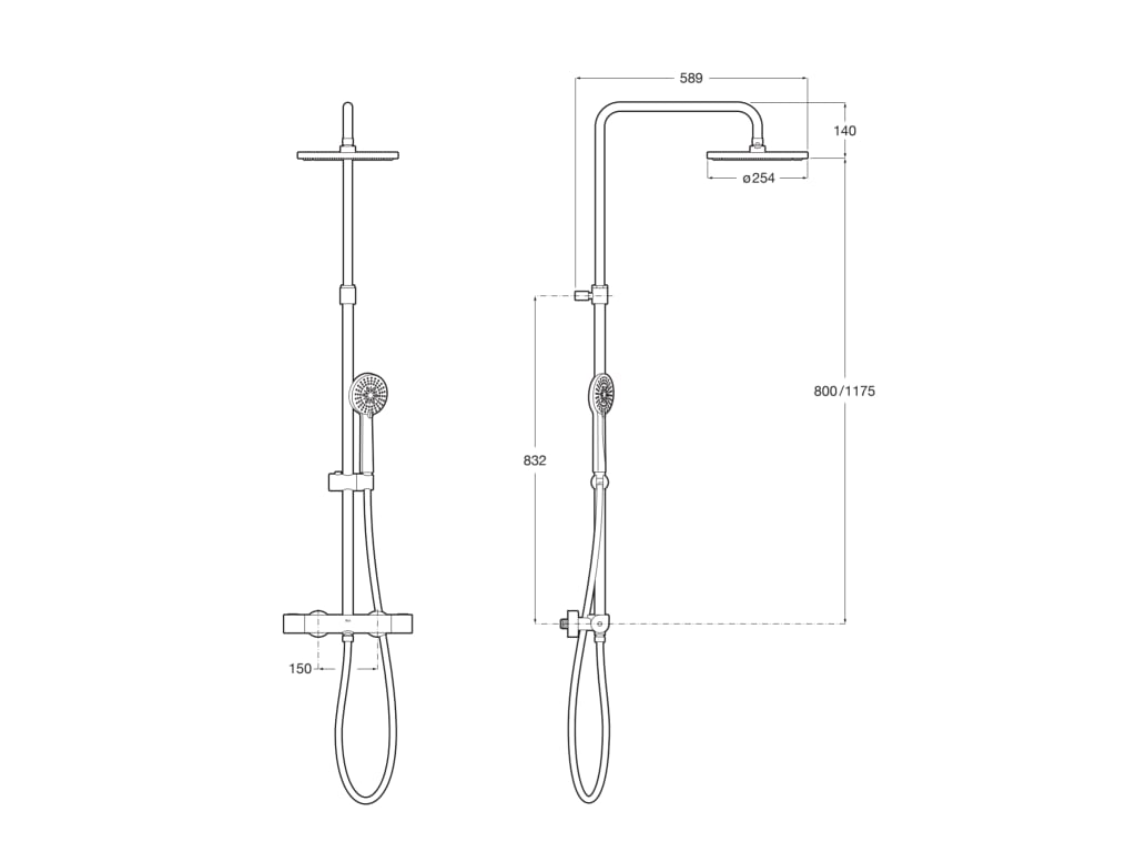 Roca - Even T - ROUND - Columna de ducha termostática negro titanio cepillado - BricoandPool