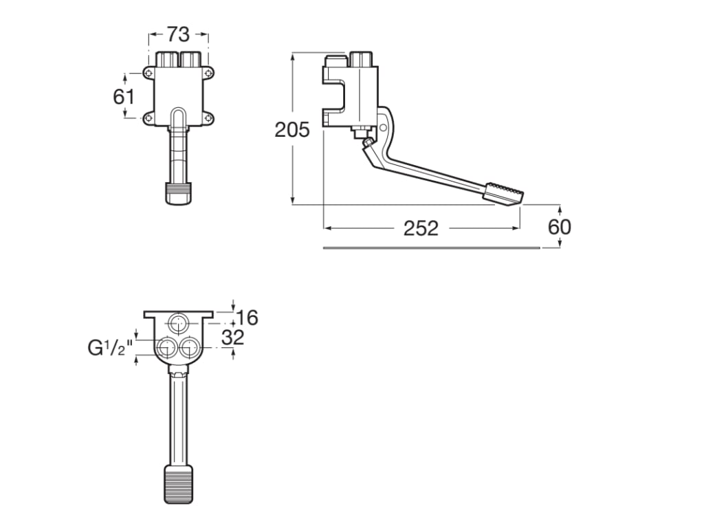 Roca - Grifo temporizado de pedal de un agua. Instalación a pared Instant. Accionamiento con el pie A505128900 - BricoandPool