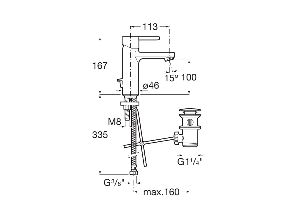 Roca - Mezclador monomando para lavabo con desagüe automático Naia A5A3096C00 - BricoandPool