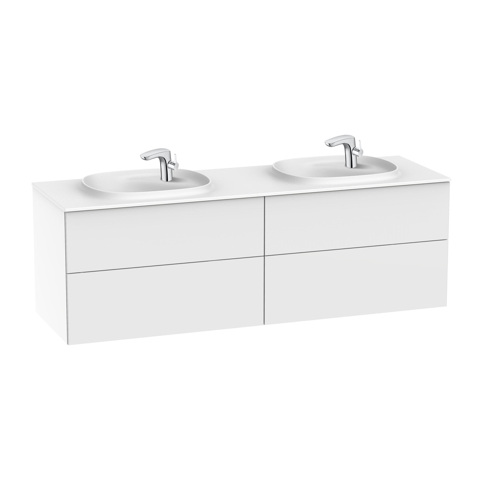 Roca - Mueble base Beyond Unik con cuatro cajones y lavabo doble de Surfex® - BricoandPool
