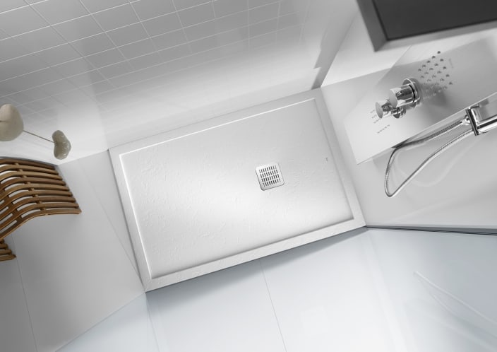 Roca - Plato de ducha Terran Original angular extraplano de STONEX® Beige - BricoandPool