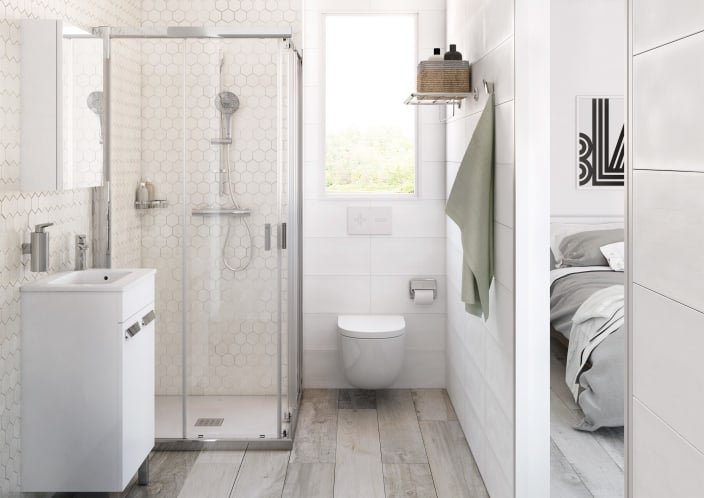 Roca - Plato de ducha Terran Original angular extraplano de STONEX® Beige - BricoandPool