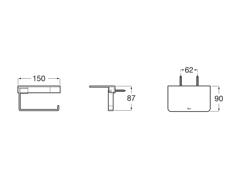 Roca - Portarrollo con repisa Hotels Square Negro Mate A817612C40 - BricoandPool