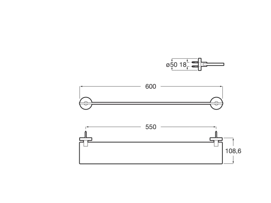 Roca - Repisa Compas 600mm A817692C00 - BricoandPool